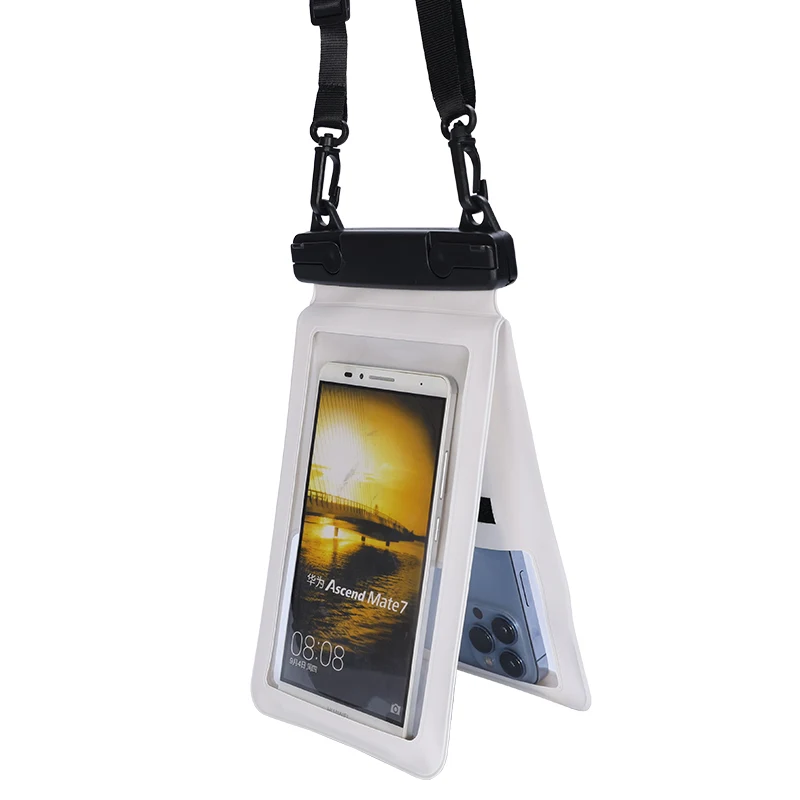 Two waterproof phone pouches shown together for wholesale product comparison
