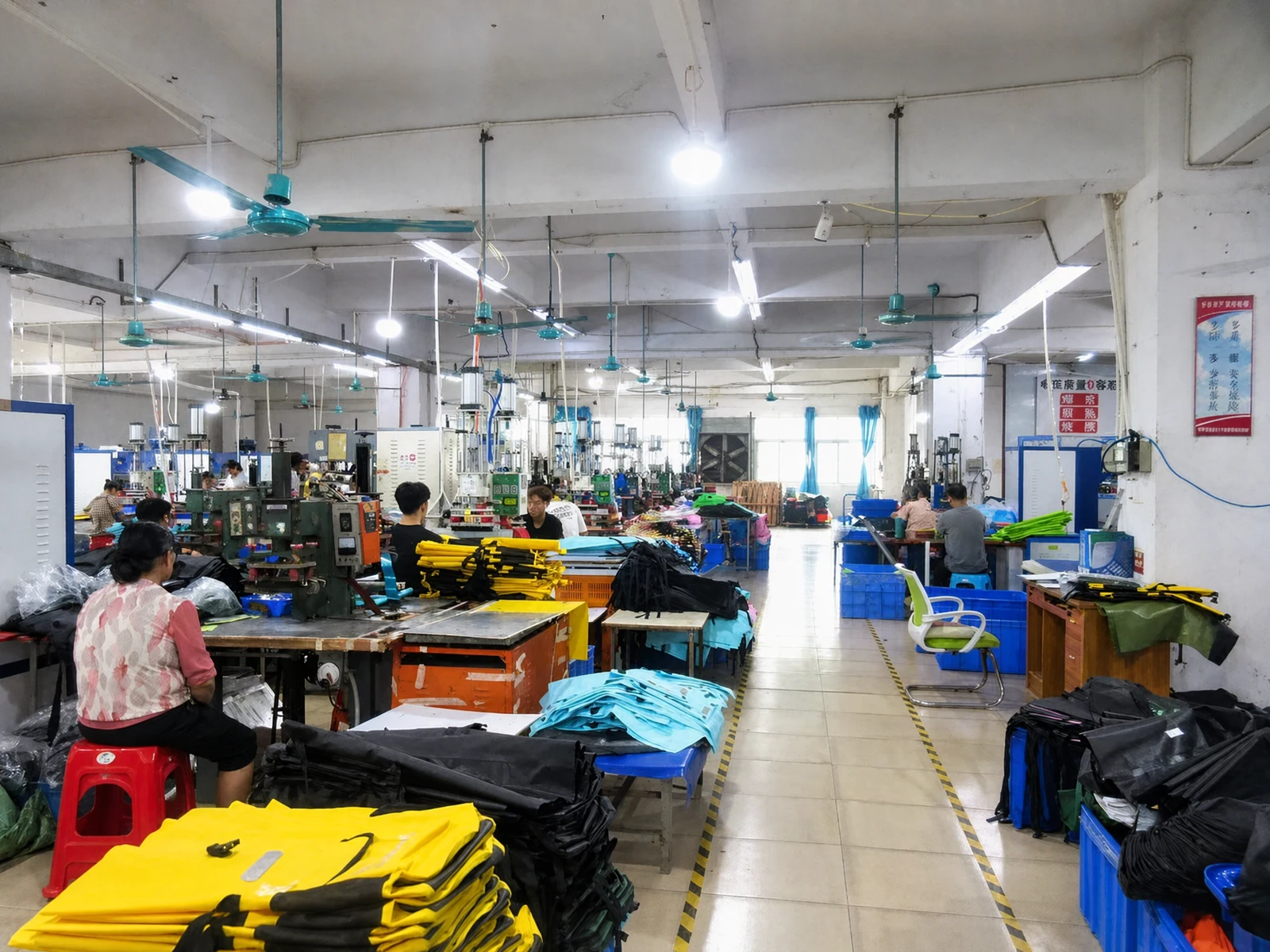 DryCross factory work area supporting waterproof bag quotation and production review