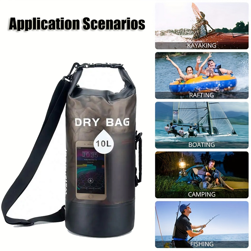 Black Two-Tone Roll-Top Waterproof Dry Bag: Outdoor uses