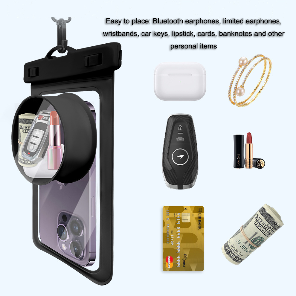 Camera-Dome Waterproof Phone Pouch for Swimming: Storage arrangement