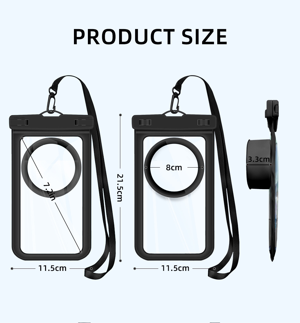 Camera-Dome Waterproof Phone Pouch for Swimming: Size reference