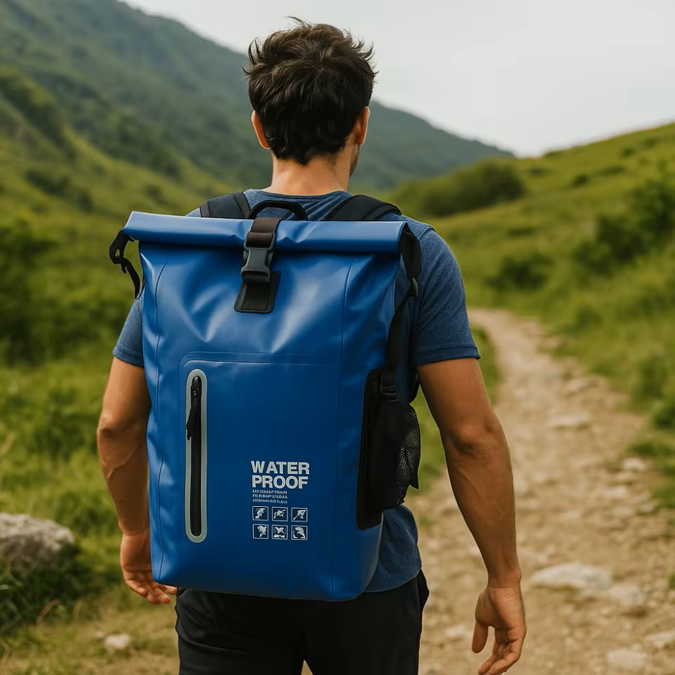 30L Coated Waterproof Backpack for Camping & Travel: Outdoor carrying view