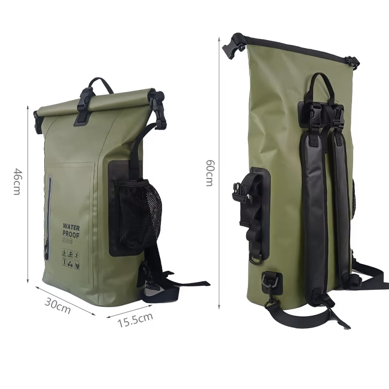 30L Coated Waterproof Backpack for Camping & Travel: Back panel view