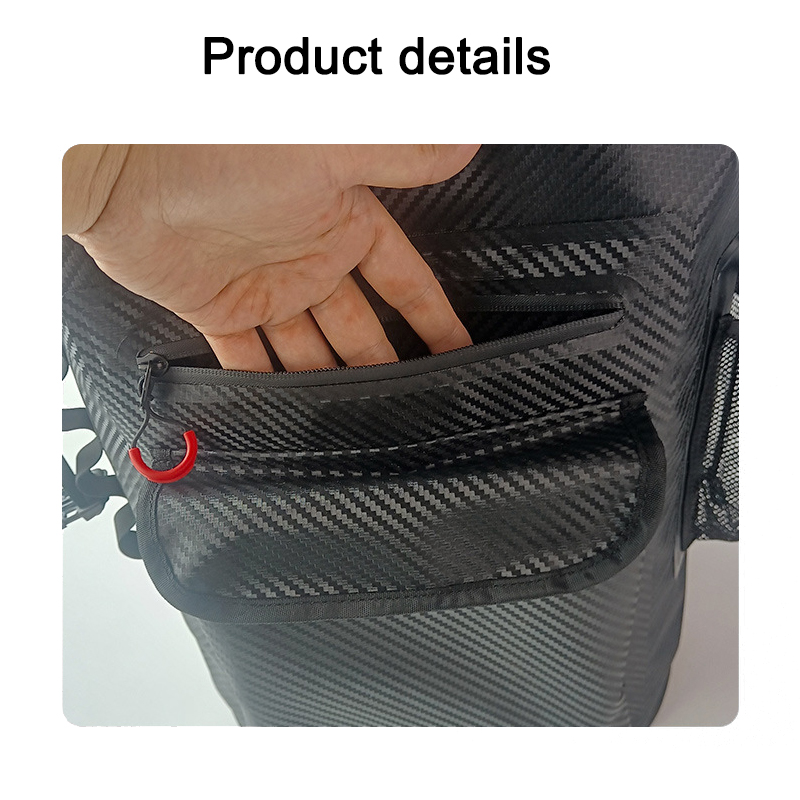 30L Color-Block Waterproof Travel Backpack: Front pocket detail