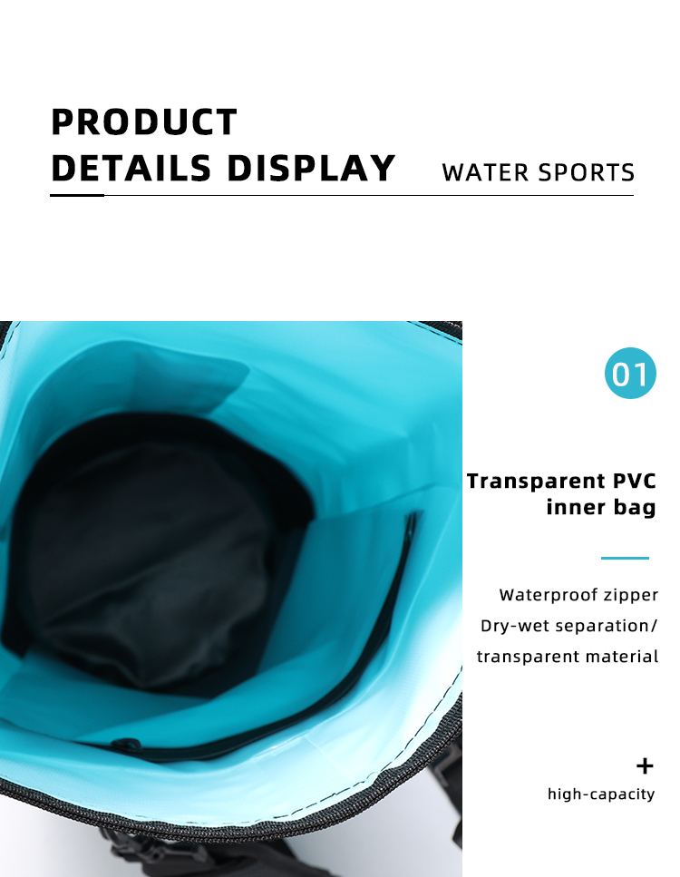 Contrast-Base Waterproof Dry Bag for Kayaking & Travel: Interior details
