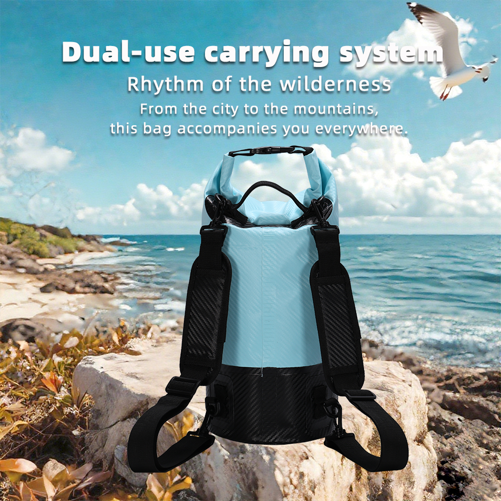 Contrast-Base Waterproof Dry Bag for Kayaking & Travel: Backpack carrying arrangement