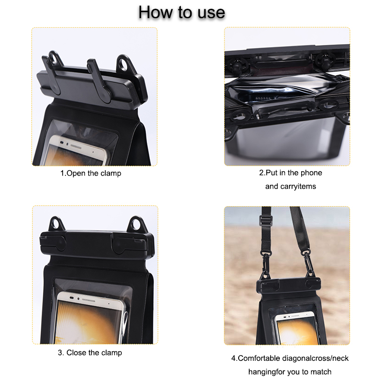 Double-Compartment Waterproof Mobile Phone Pouch: Opening and closing guide