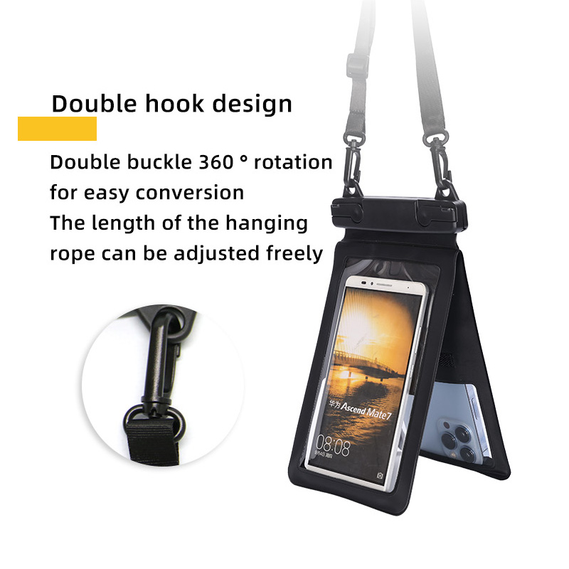 Double-Compartment Waterproof Mobile Phone Pouch: Double hook arrangement