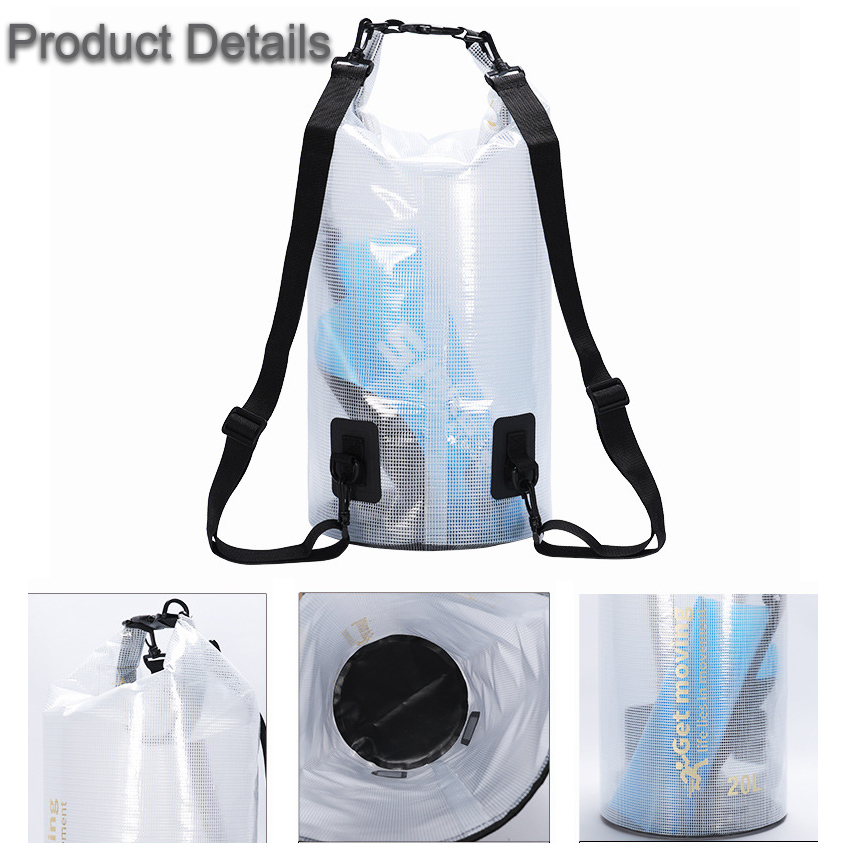 Transparent Grid Waterproof Dry Bag for Beach & Travel: Construction details