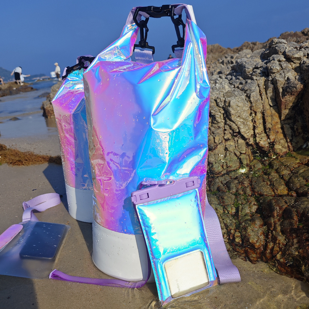 Holographic Roll-Top Waterproof Dry Bag: Outdoor product view