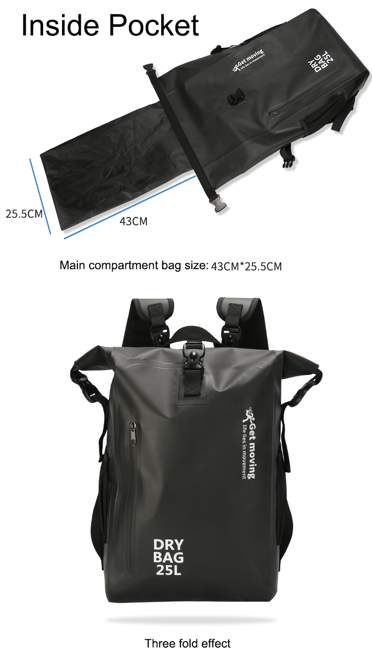 25L Waterproof Backpack with Inner Pocket: Inner pocket arrangement