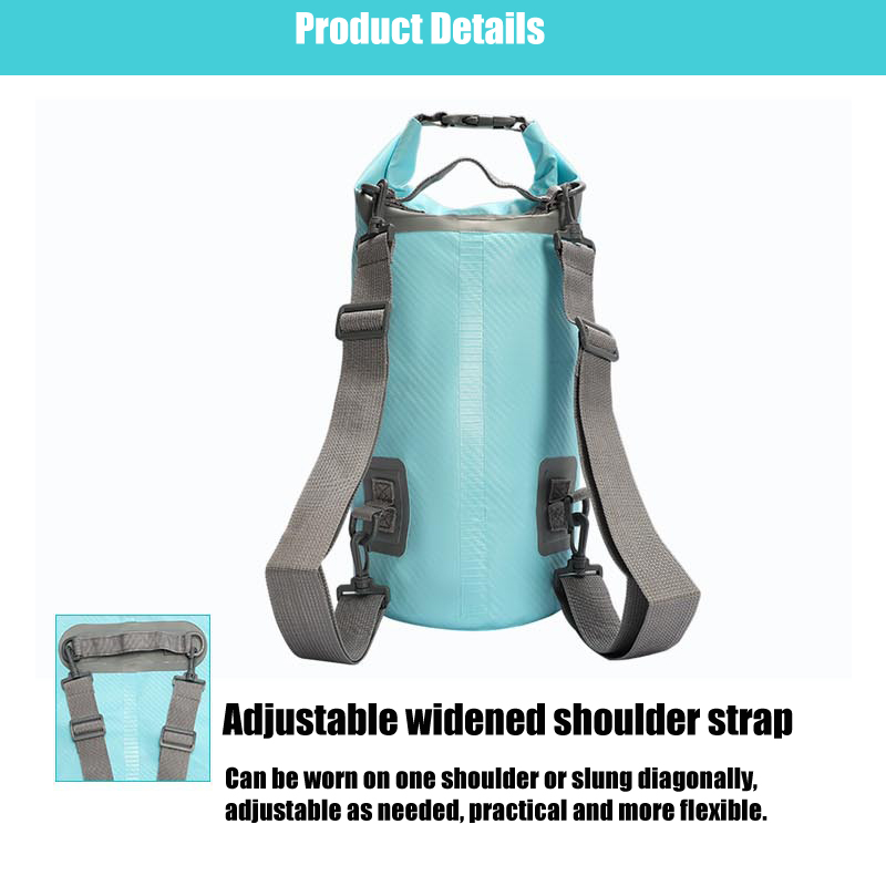 Printed Lettering Roll-Top Waterproof Dry Bag: Shoulder strap details