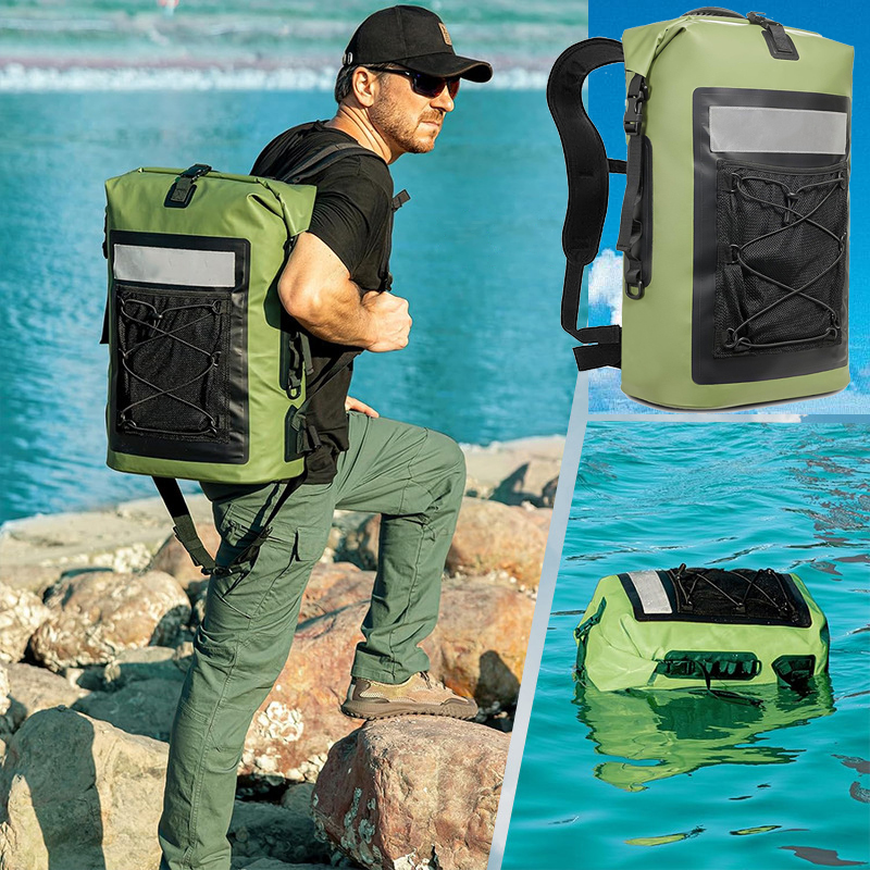 35L Mesh-Front Waterproof Backpack: Outdoor carrying view