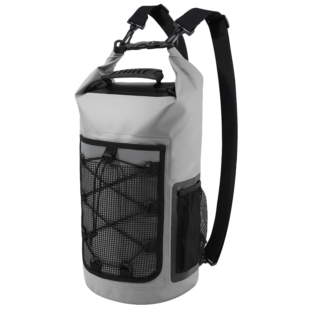 25L Mesh-Pocket Waterproof Carry Bag: Grey option side view