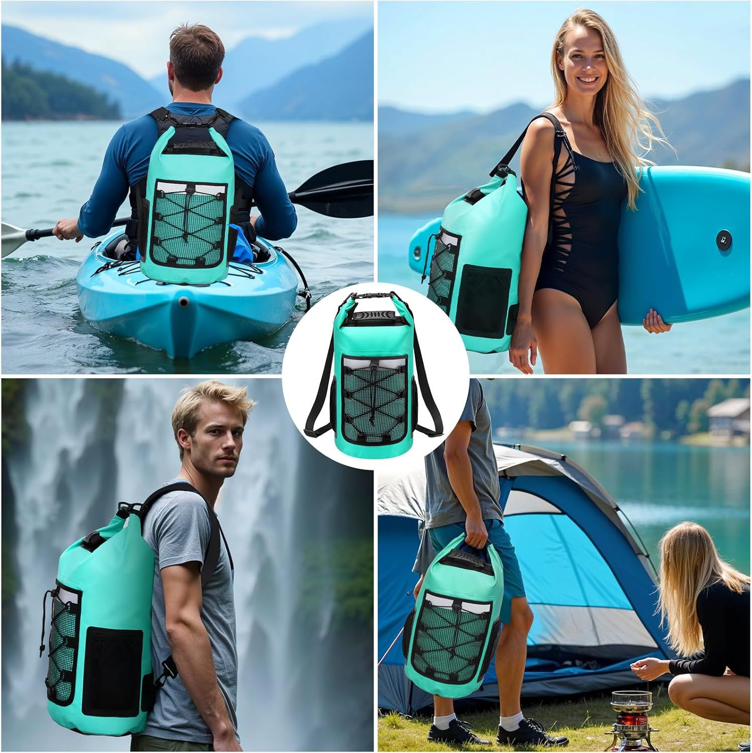 25L Mesh-Pocket Waterproof Carry Bag: Outdoor carrying views