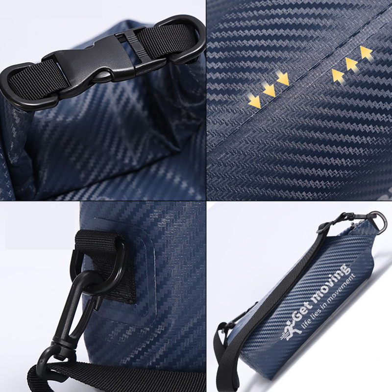 Mini Waterproof Dry Pouch with Phone Window: Texture and attachment details