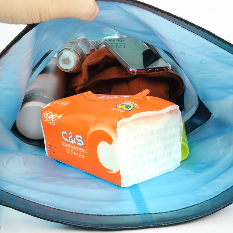 25L Transparent Blue Waterproof Dry Backpack: Interior storage