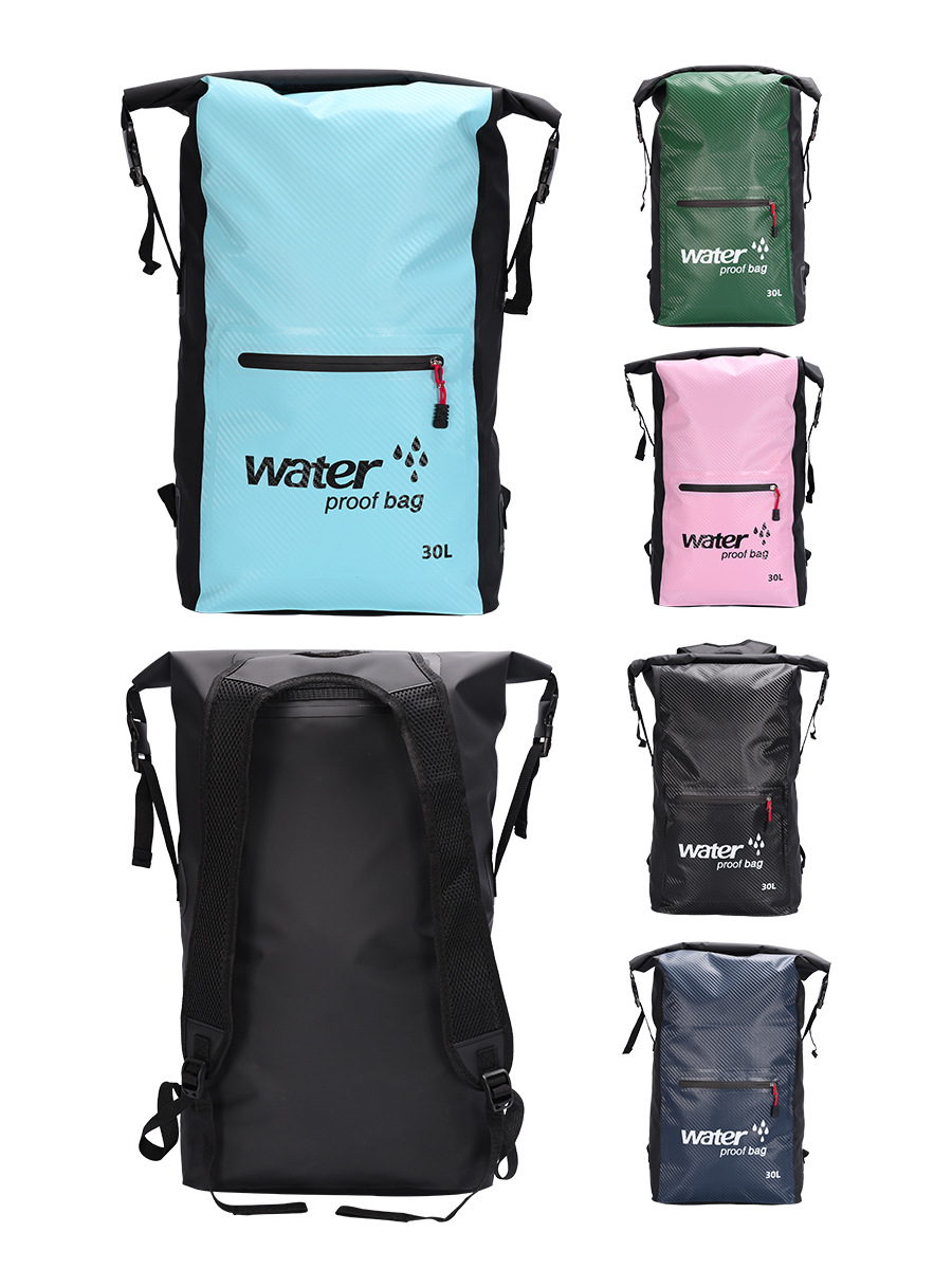 30L Carbon-Fiber-Textured Waterproof Dry Backpack: Color collection