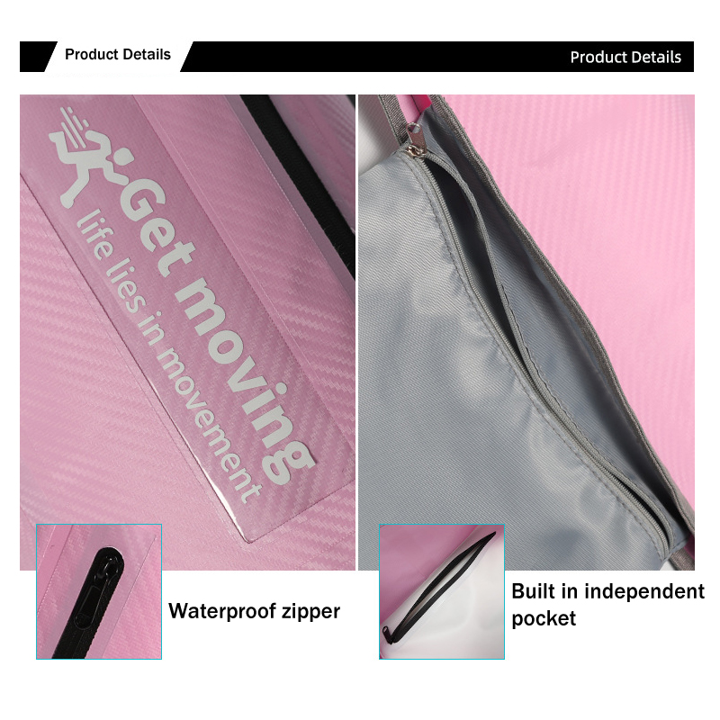Carbon-Fiber-Textured Roll-Top Dry Bag with Window: Interior lining