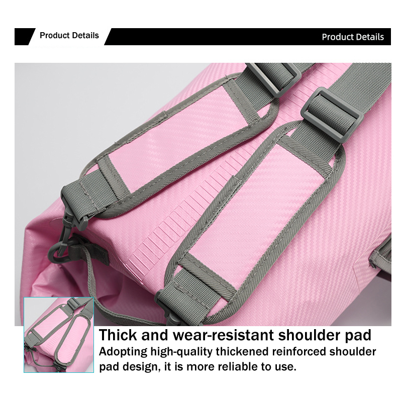 Carbon-Fiber-Textured Roll-Top Dry Bag with Window: Shoulder straps