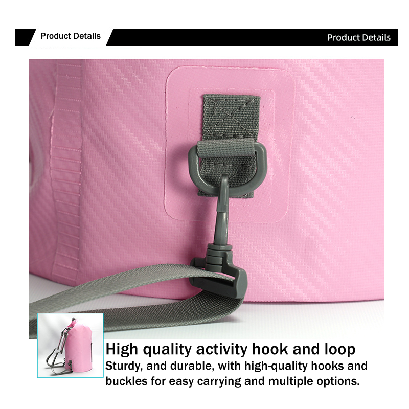 Carbon-Fiber-Textured Roll-Top Dry Bag with Window: Strap attachment