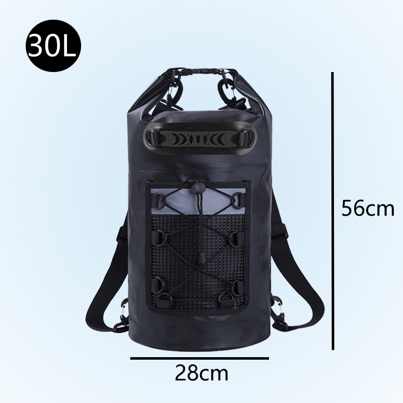 DryCross mesh-pocket roll-top dry bag listed in a 30L variant