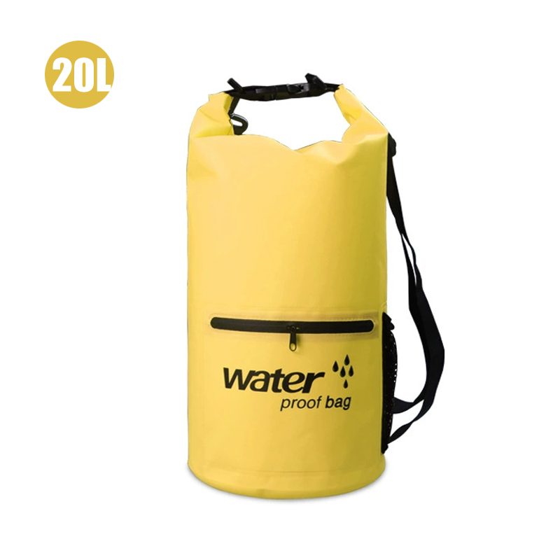 20L Three-Color Waterproof Dry Bag with Zip Pocket