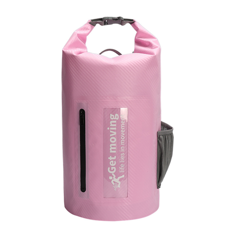 Carbon-Fiber-Textured Roll-Top Dry Bag with Window