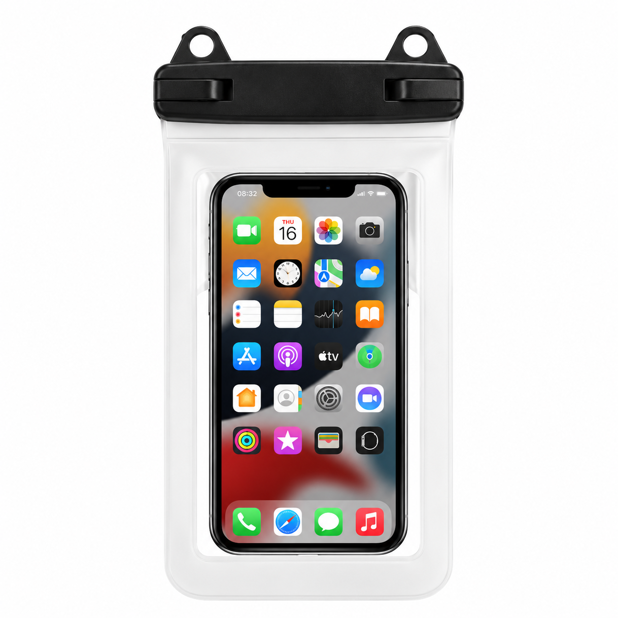 Translucent Dual-Hook Waterproof Phone Pouch — White translucent pouch