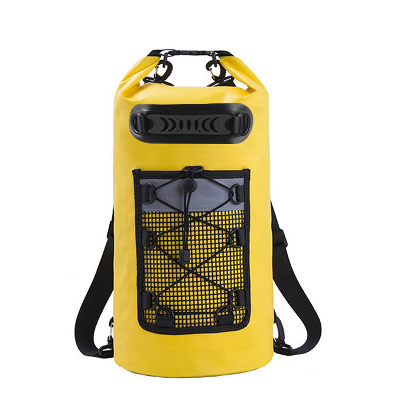 Mesh-Pocket Roll-Top Waterproof Dry Bag